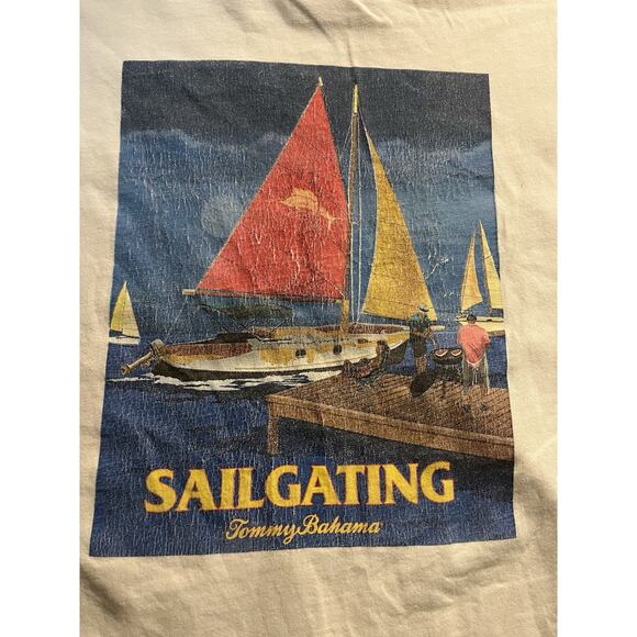 Tommy Bahama “Sailgating” Graphic T-Shirt Men’s XXL White Short Sleeve Relax Fit - Picture 5 of 7